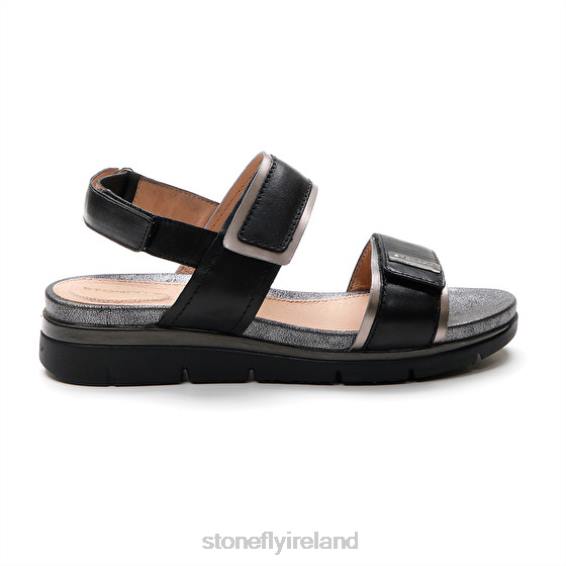 B6RB124 ELODY 20 NAPPA LTH/S.LAMINATED Black Stonefly Women Sandals