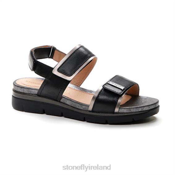B6RB124 ELODY 20 NAPPA LTH/S.LAMINATED Black Stonefly Women Sandals