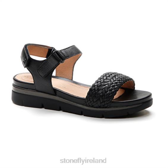 B6RB125 ELODY 21 EMBOSSED/NAPPA LTH Black Stonefly Women Sandals