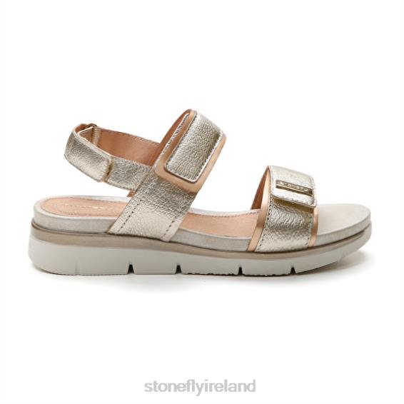 B6RB128 ELODY 20 LAMINATED LTH Sliver Stonefly Women Sandals