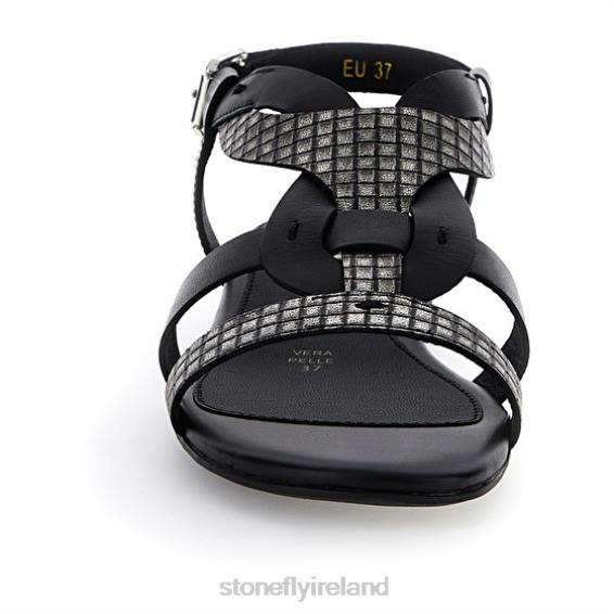 B6RB133 DAISY 6 NAPPA LTH/S. EMBOSSED Black Stonefly Women Sandals