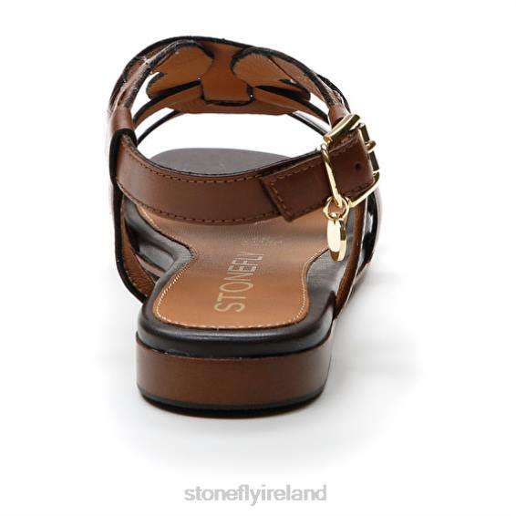 B6RB134 DAISY 6 CALF LTH/S.COCCO EMBOSSED Cigar Brown Stonefly Women Sandals