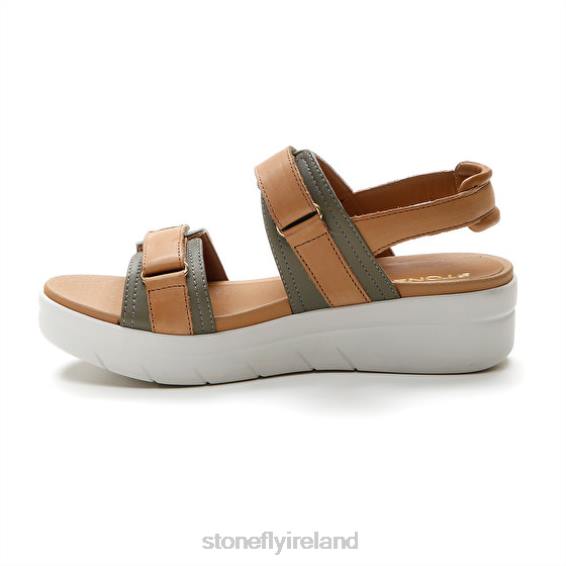 B6RB143 AQUA III 20 NAPPA LTH Brown/Green Stonefly Women Sandals