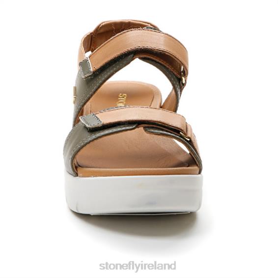 B6RB143 AQUA III 20 NAPPA LTH Brown/Green Stonefly Women Sandals