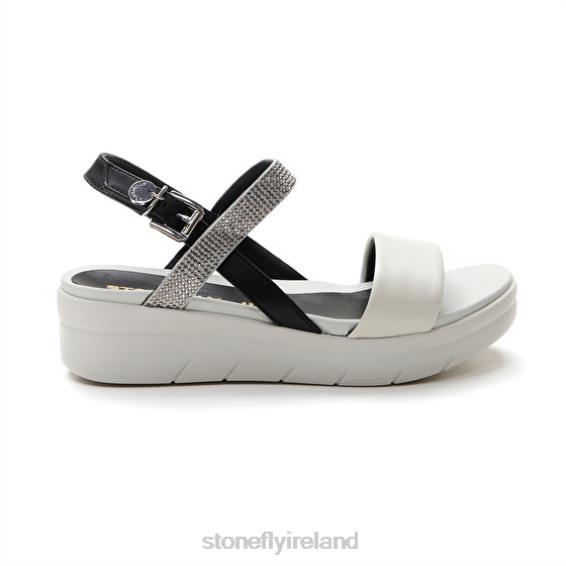 B6RB151 AQUA III 22 NAPPA LTH/TEXTILE Black/Silver/White Stonefly Women Sandals
