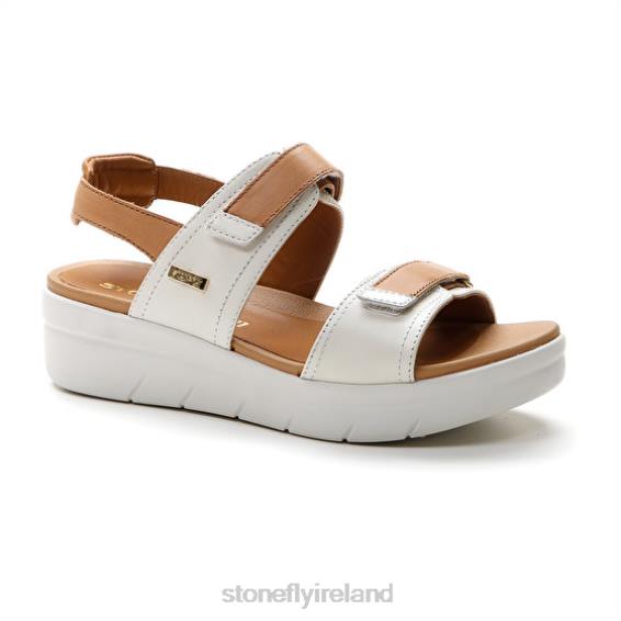 B6RB152 AQUA III 20 NAPPA LTH Brown/White Stonefly Women Sandals
