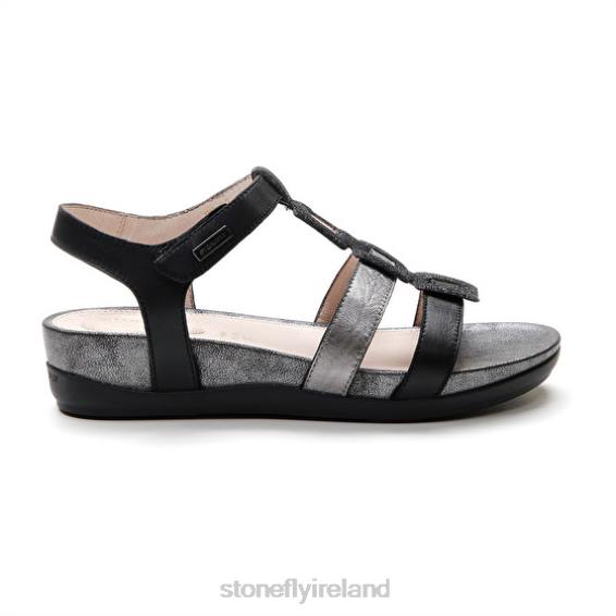 B6RB156 EVE 24 NAPPA LTH/LAMINATED LTH Black Stonefly Women Sandals
