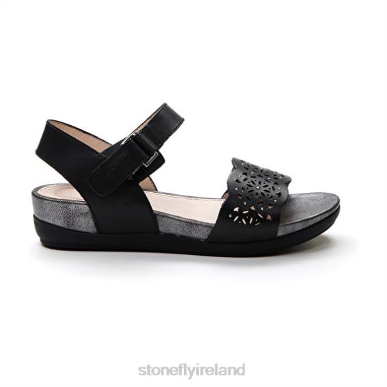 B6RB157 EVE 27 CALF LTH Black Stonefly Women Sandals