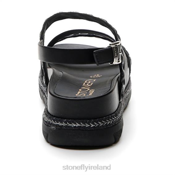 B6RB172 KERRIE 2 EMBOSSED S./CALF LTH Black Stonefly Women Sandals