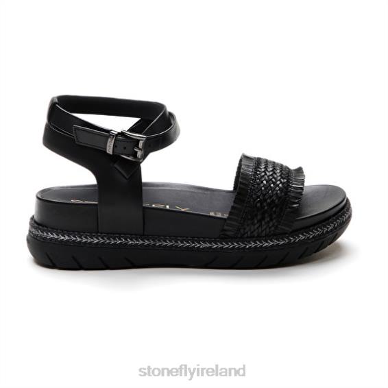 B6RB173 KERRIE 3 CALF LTH/EMBOSSED S. Black Stonefly Women Sandals