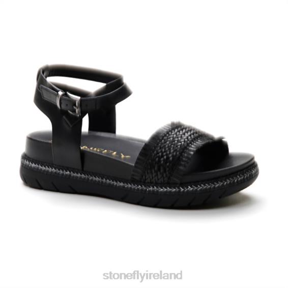 B6RB173 KERRIE 3 CALF LTH/EMBOSSED S. Black Stonefly Women Sandals