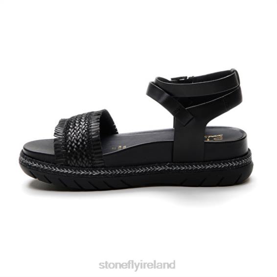 B6RB173 KERRIE 3 CALF LTH/EMBOSSED S. Black Stonefly Women Sandals