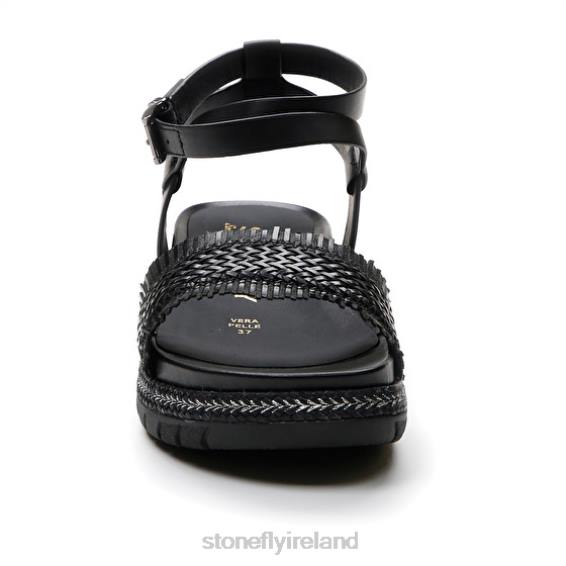 B6RB173 KERRIE 3 CALF LTH/EMBOSSED S. Black Stonefly Women Sandals