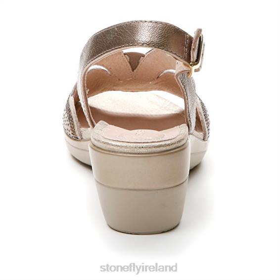 B6RB258 VANITY III 30 GOAT SUEDE/LAMINATED LTH Champagne Stonefly Women Sandals