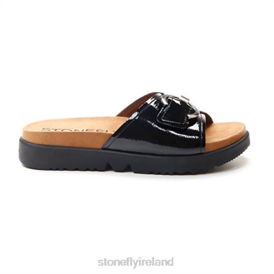 B6RB242 RIVA 5 PATENT Black Stonefly Women Slides