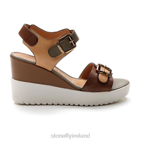 B6RB175 ELY 17 CALF LTH Dark Brown/Light Brown/Green Stonefly Women Sandals