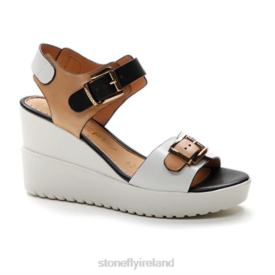 B6RB176 ELY 17 CALF LTH Brown/White/Black Stonefly Women Sandals