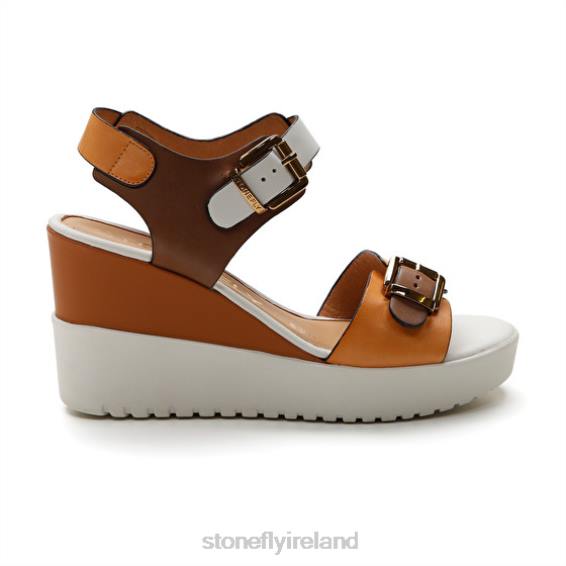 B6RB177 ELY 17 CALF LTH Brown/White/Orange Stonefly Women Sandals