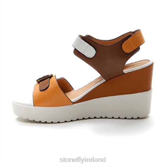 B6RB177 ELY 17 CALF LTH Brown/White/Orange Stonefly Women Sandals