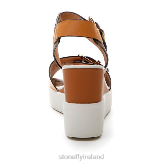 B6RB177 ELY 17 CALF LTH Brown/White/Orange Stonefly Women Sandals