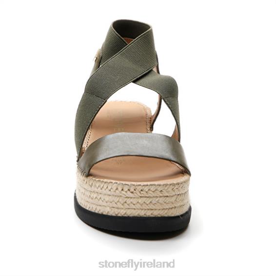 B6RB186 ALEXIA 5 CALF LTH/ELASTIC Green Stonefly Women Sandals