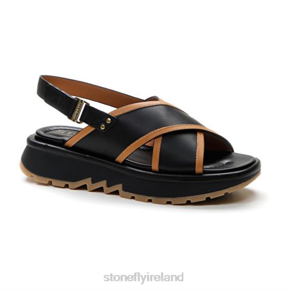 B6RB187 STAR 4 CALF LTH Black/Brown Stonefly Women Sandals