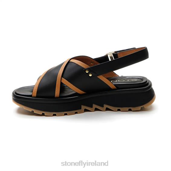 B6RB187 STAR 4 CALF LTH Black/Brown Stonefly Women Sandals