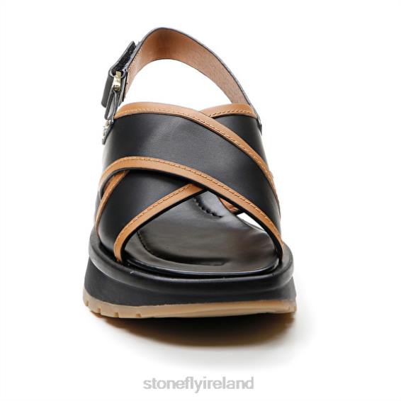 B6RB187 STAR 4 CALF LTH Black/Brown Stonefly Women Sandals