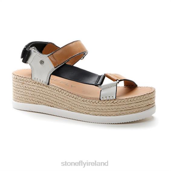 B6RB199 ALEXIA 6 CALF LTH Brown/White/Black Stonefly Women Sandals