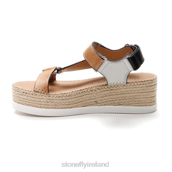 B6RB199 ALEXIA 6 CALF LTH Brown/White/Black Stonefly Women Sandals