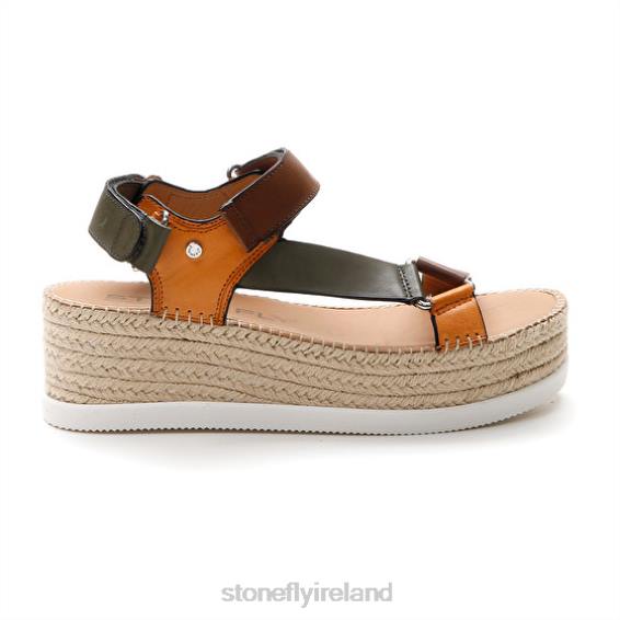 B6RB200 ALEXIA 6 CALF LTH Brown/Green/Orange Stonefly Women Sandals