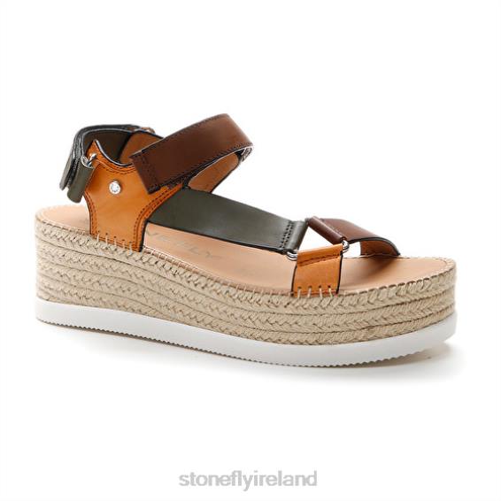 B6RB200 ALEXIA 6 CALF LTH Brown/Green/Orange Stonefly Women Sandals