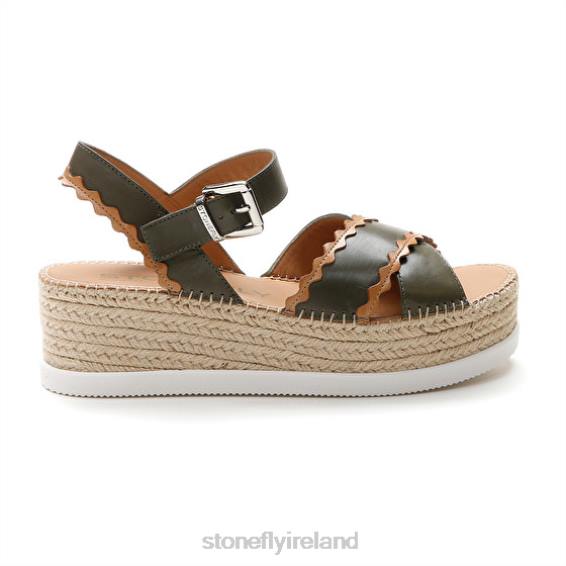 B6RB204 ALEXIA 2 CALF LTH Brown/Green Stonefly Women Sandals