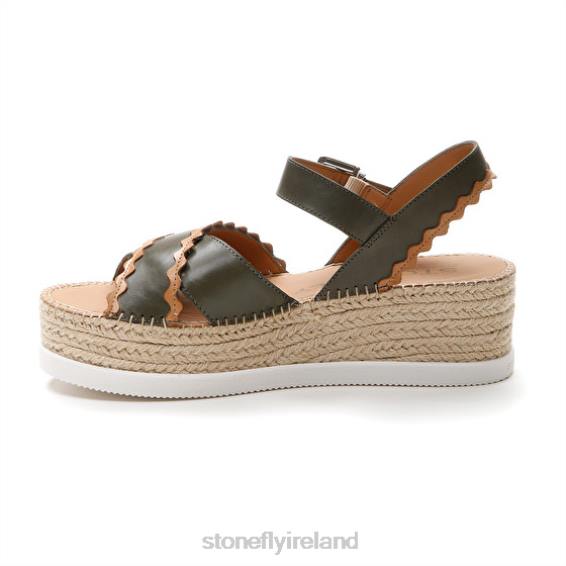 B6RB204 ALEXIA 2 CALF LTH Brown/Green Stonefly Women Sandals