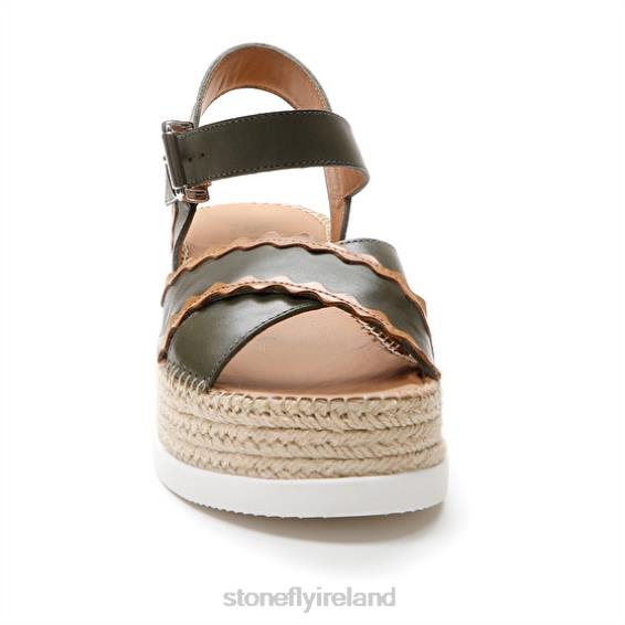 B6RB204 ALEXIA 2 CALF LTH Brown/Green Stonefly Women Sandals