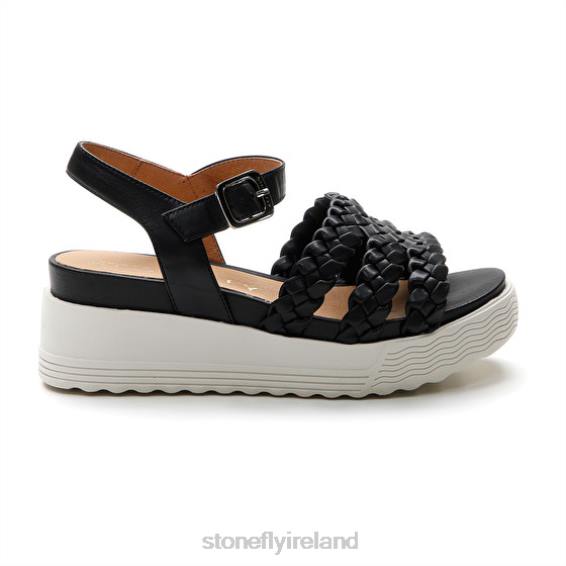 B6RB211 PARKY 16 EMBOSSED S./NAPPA LTH Black Stonefly Women Sandals