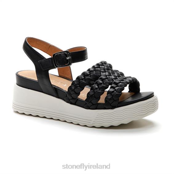 B6RB211 PARKY 16 EMBOSSED S./NAPPA LTH Black Stonefly Women Sandals