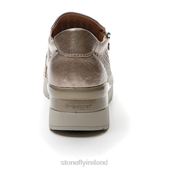 B6RB89 CREAM 25 LAMINATED LTH Metal Fizz Stonefly Women Shoes