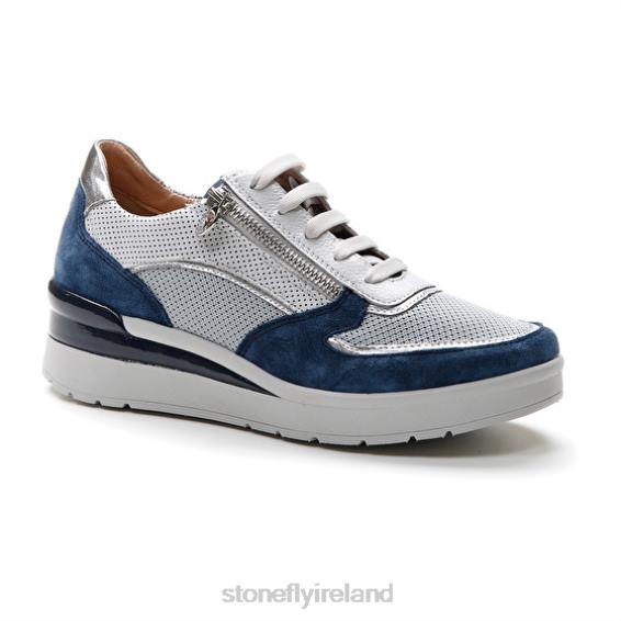 B6RB84 CREAM 40 VELOUR/TEXTILE/NAPPA LTH Blue/Silver/White Stonefly Women Shoes