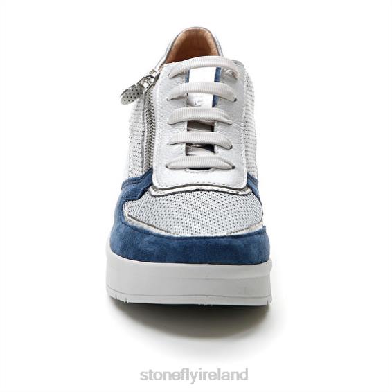 B6RB84 CREAM 40 VELOUR/TEXTILE/NAPPA LTH Blue/Silver/White Stonefly Women Shoes