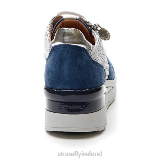 B6RB84 CREAM 40 VELOUR/TEXTILE/NAPPA LTH Blue/Silver/White Stonefly Women Shoes